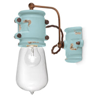 Applique Vintage Urban Ferro E Ceramica Azzurro 1 Luce E27 22Cm