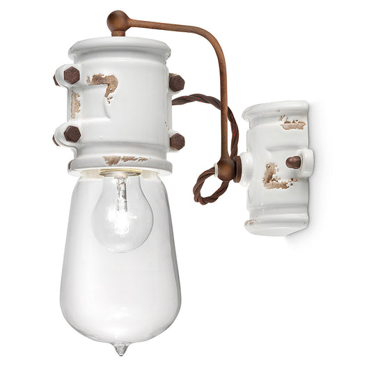 Applique Vintage Urban Ferro E Ceramica Bianco 1 Luce E27 22Cm