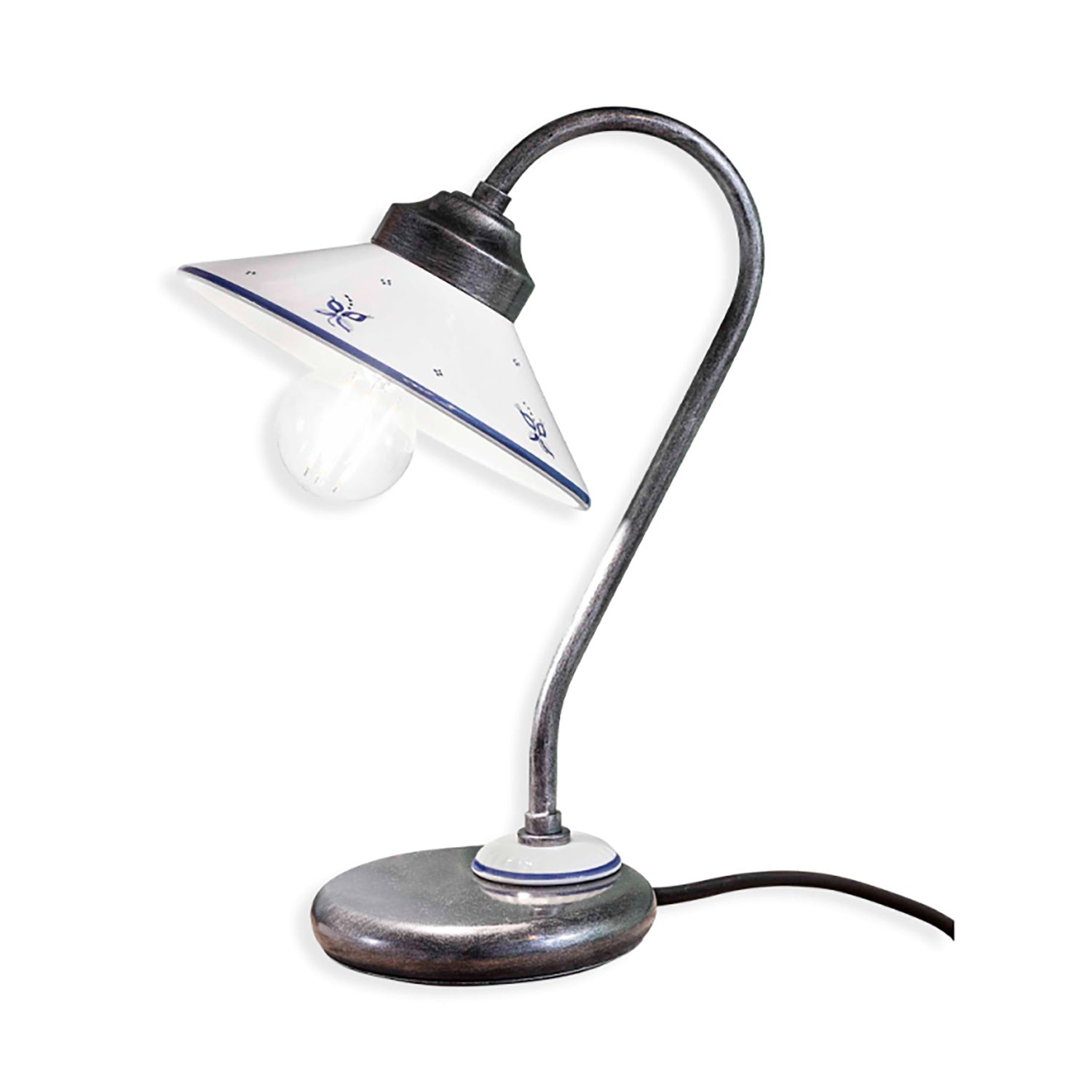 Lumetto Classico Asti Metallo E Ceramica Nero Sfumato Argento 1 Luce E27