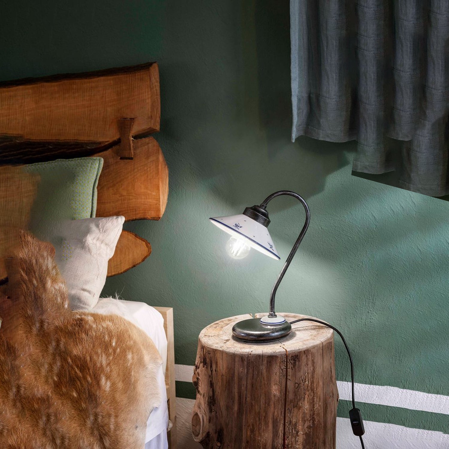 Lumetto Classico Asti Metallo E Ceramica Nero Sfumato Argento 1 Luce E27