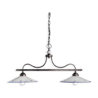 Lampadario Classico Asti Metallo E Ceramica Nero Sfumato Argento 2 Luci E27