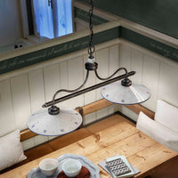 Lampadario Classico Asti Metallo E Ceramica Nero Sfumato Argento 2 Luci E27