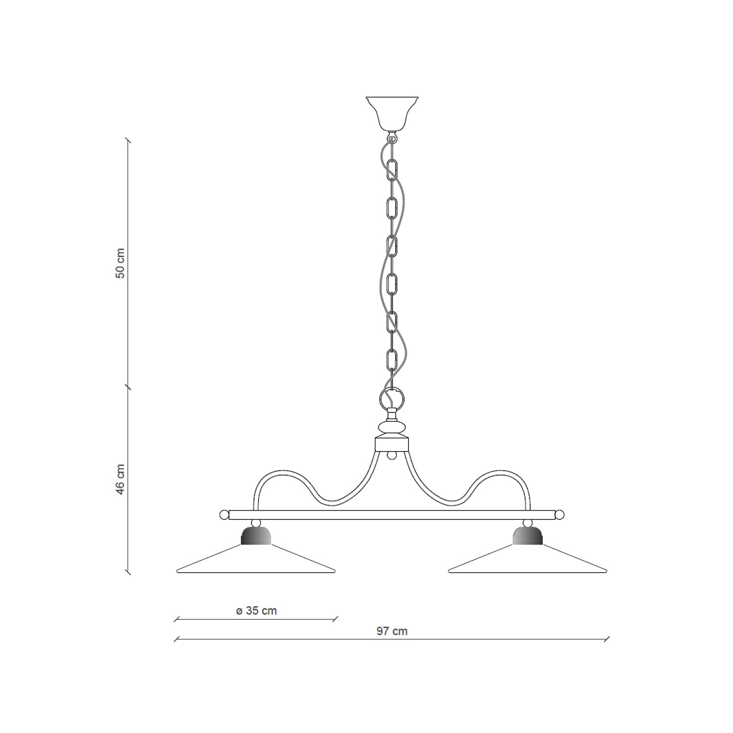 Lampadario Classico Asti Metallo E Ceramica Nero Sfumato Argento 2 Luci E27