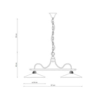 Lampadario Classico Asti Metallo E Ceramica Nero Sfumato Argento 2 Luci E27