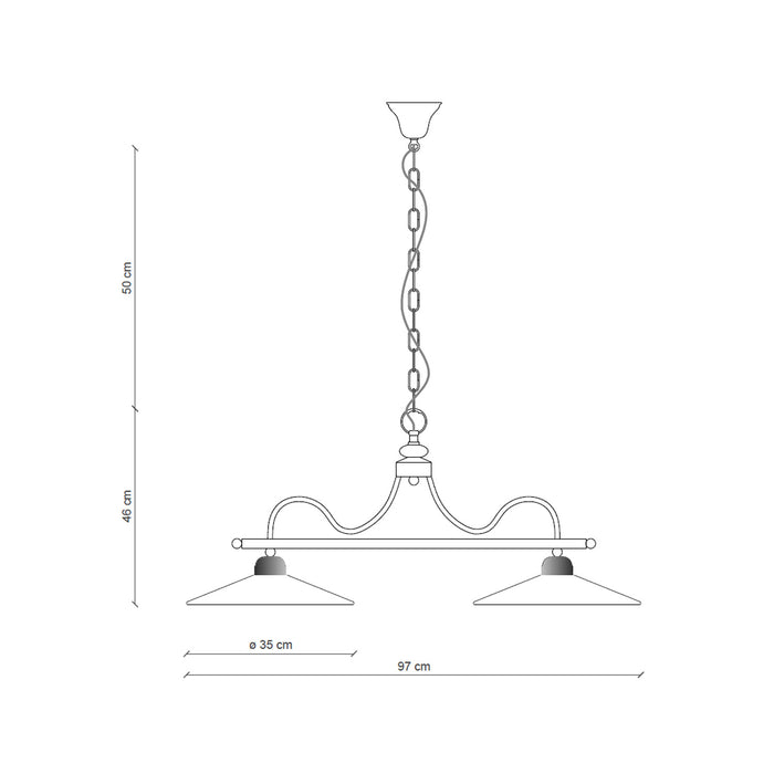 Lampadario Classico Asti Metallo E Ceramica Nero Sfumato Argento 2 Luci E27