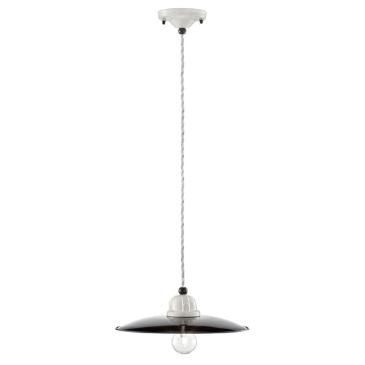 Lampadario Vintage B&W Metallo Smaltato Nero E Bianco 1 Luce E27 25Cm