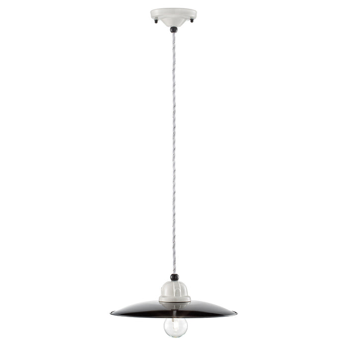 Lampadario Vintage B&W Metallo Smaltato Nero E Bianco 1 Luce E27 25Cm