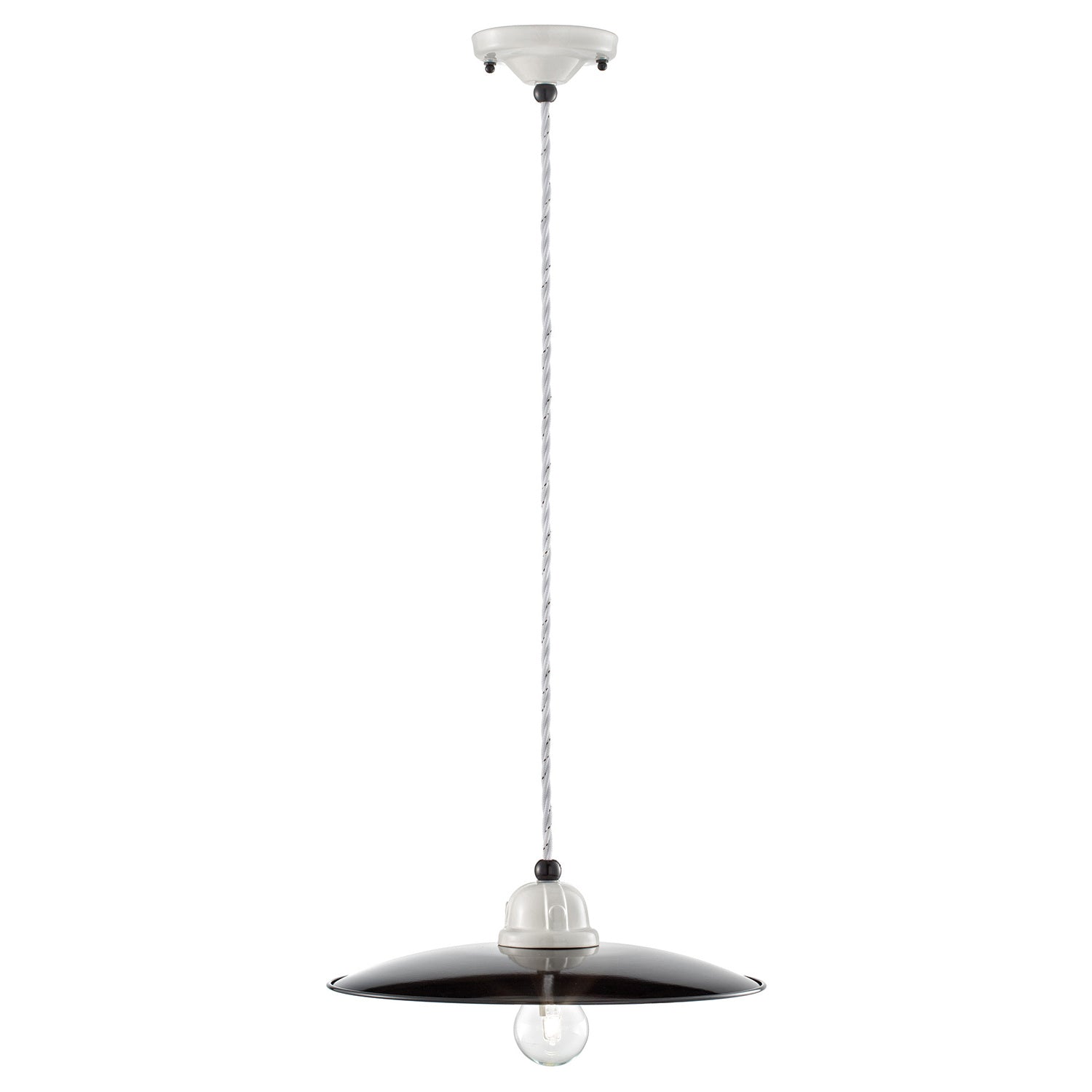 Lampadario Vintage B&W Metallo Smaltato Nero E Bianco 1 Luce E27 30Cm