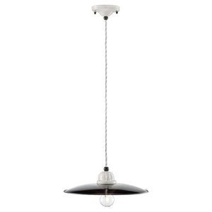 Lampadario Vintage B&W Metallo Smaltato Nero E Bianco 1 Luce E27 30Cm