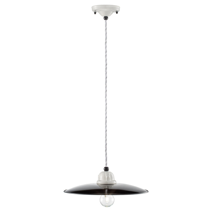 Lampadario Vintage B&W Metallo Smaltato Nero E Bianco 1 Luce E27 30Cm