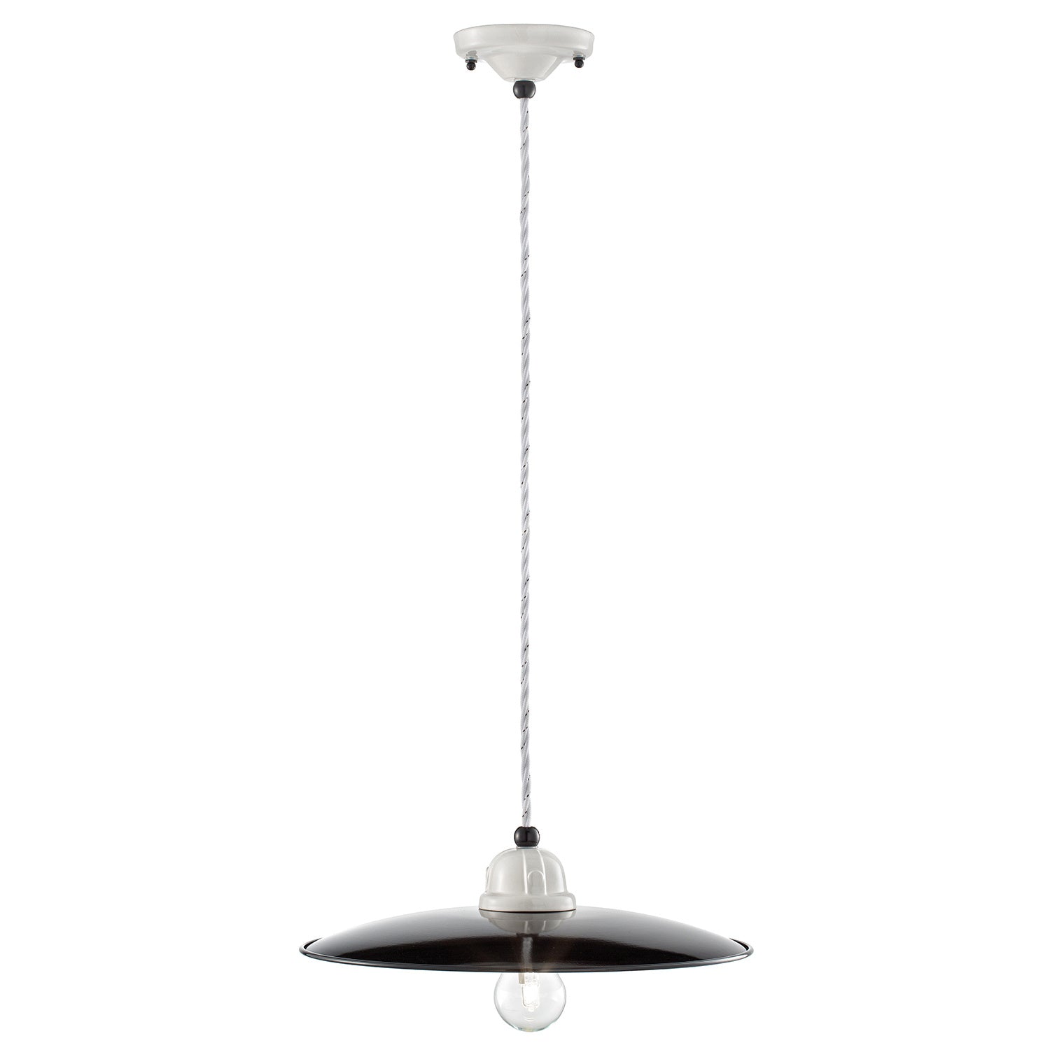 Lampadario Vintage B&W Metallo Smaltato Nero E Bianco 1 Luce E27 35Cm
