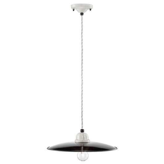 Lampadario Vintage B&W Metallo Smaltato Nero E Bianco 1 Luce E27 35Cm