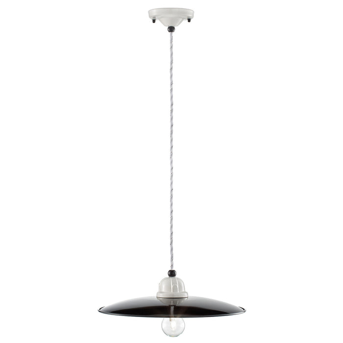 Lampadario Vintage B&W Metallo Smaltato Nero E Bianco 1 Luce E27 35Cm