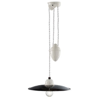 Lampadario Vintage Saliscendi B&W Metallo Smaltato Nero E Bianco 1 Luce E27 30Cm