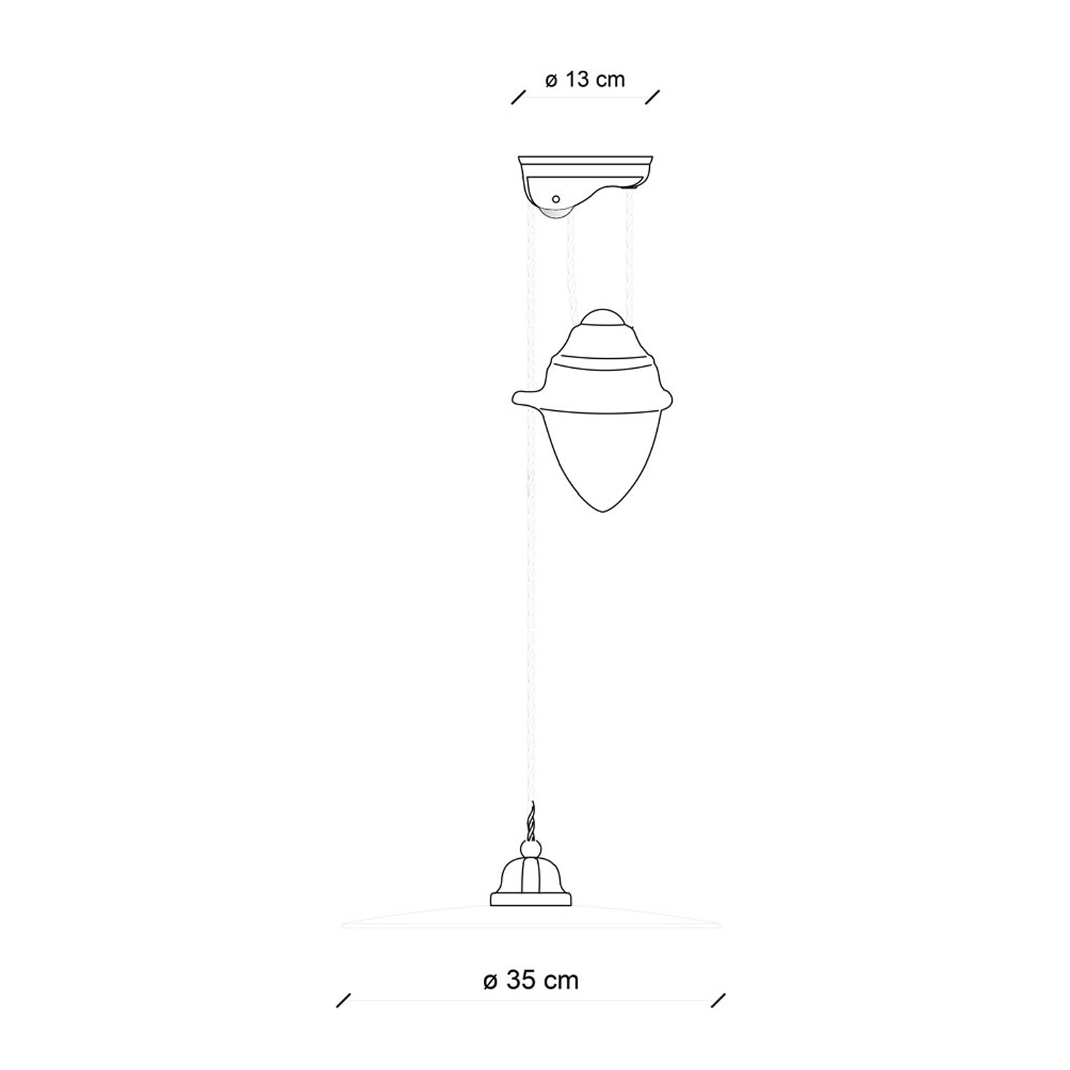 Lampadario Vintage Saliscendi B&W Metallo Smaltato Nero E Bianco 1 Luce E27 35Cm