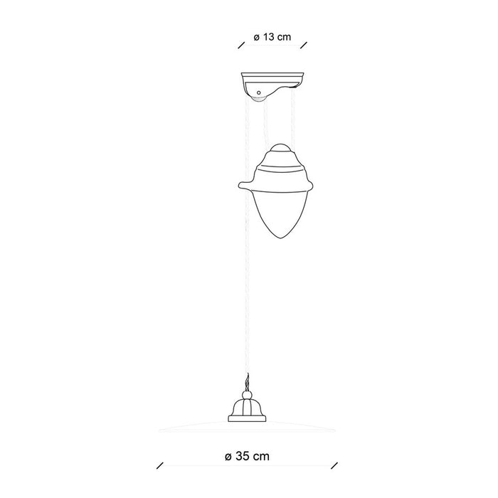Lampadario Vintage Saliscendi B&W Metallo Smaltato Nero E Bianco 1 Luce E27 35Cm