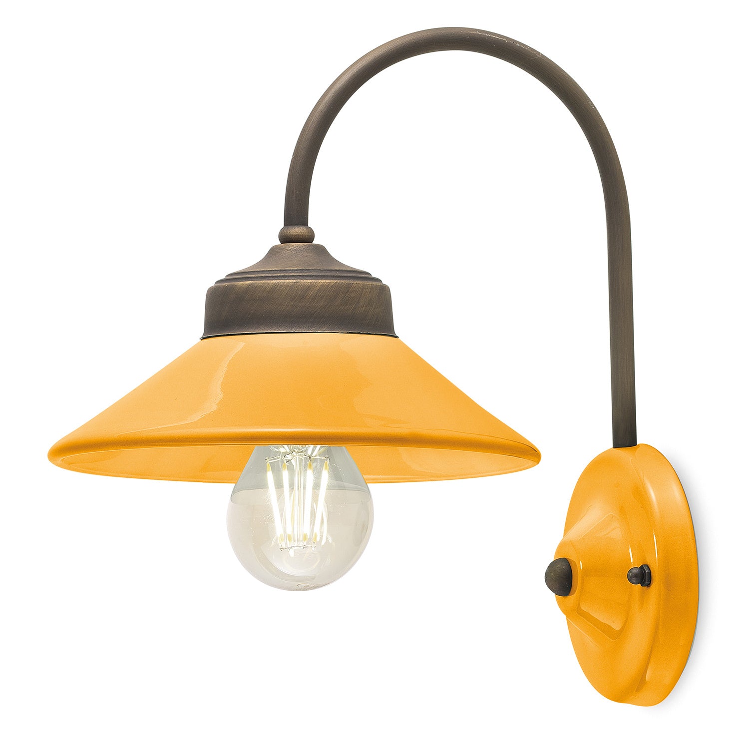 Applique Vintage Colors Ferro E Ceramica Giallo 1 Luce E27