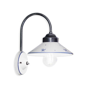 Applique Classica Asti Ottone E Ceramica Nero Sfumato Argento 1 Luce E27