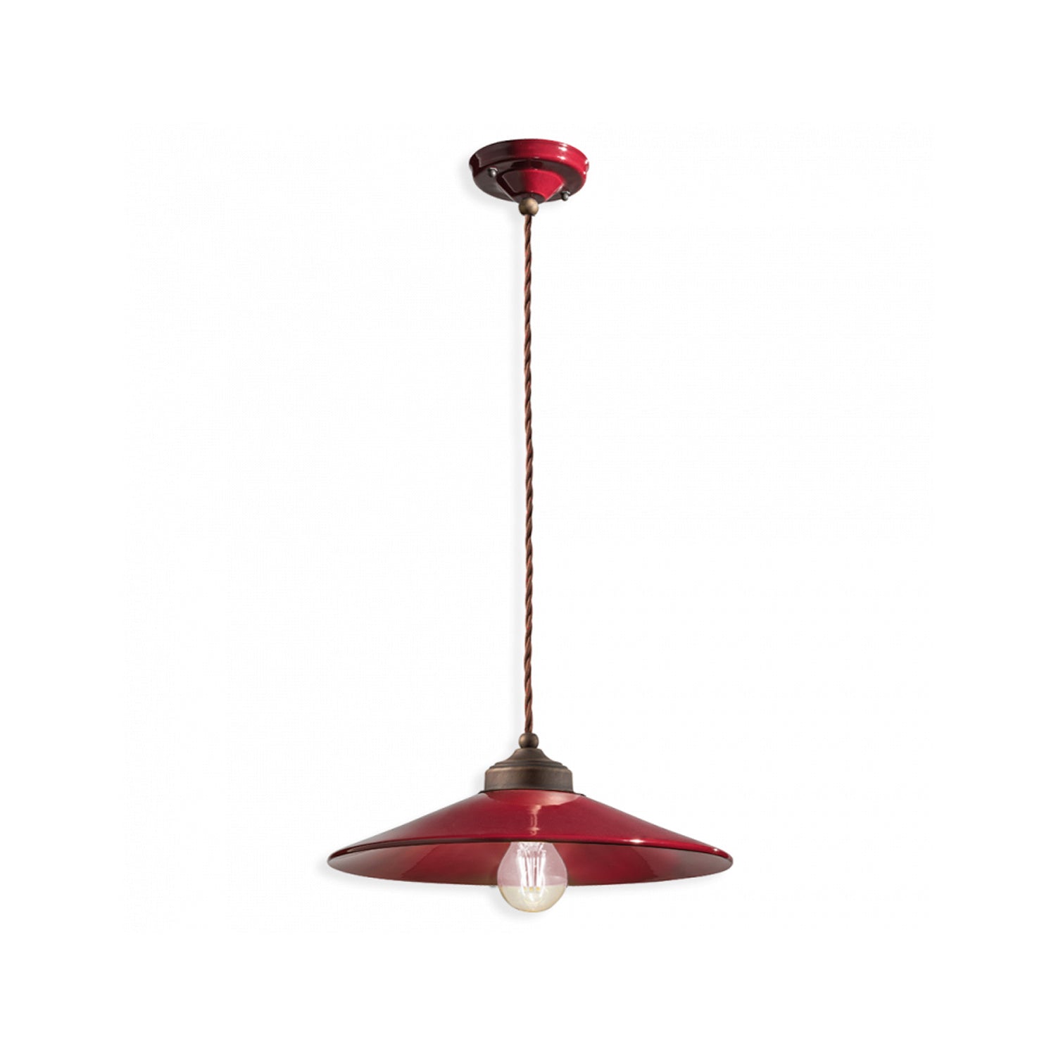 Lampadario Vintage Colors Ferro E Ceramica Bordeaux 1 Luce E27 35Cm