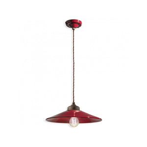 Lampadario Vintage Colors Ferro E Ceramica Bordeaux 1 Luce E27 35Cm