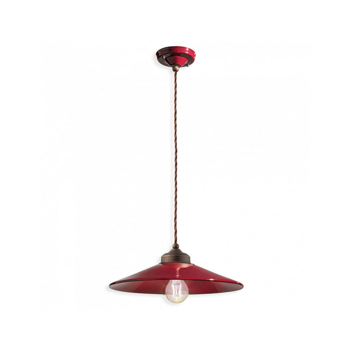 Lampadario Vintage Colors Ferro E Ceramica Bordeaux 1 Luce E27 35Cm