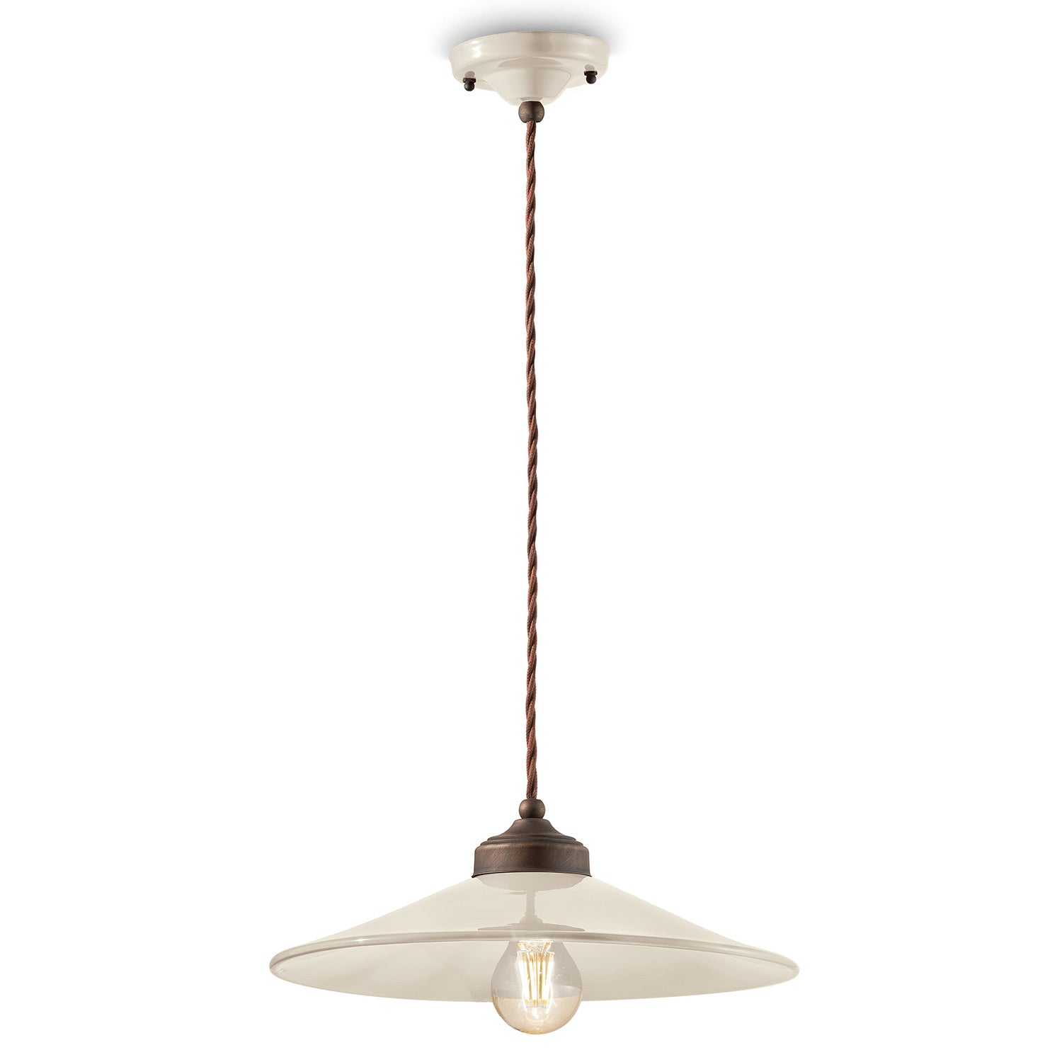 Lampadario Vintage Colors Ferro E Ceramica Crema 1 Luce E27 35Cm