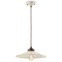 Lampadario Vintage Colors Ferro E Ceramica Crema 1 Luce E27 35Cm