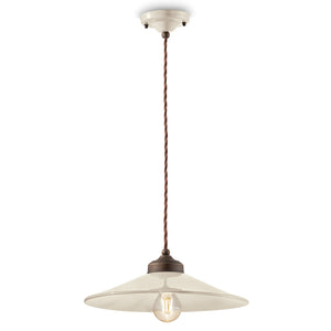 Lampadario Vintage Colors Ferro E Ceramica Crema 1 Luce E27 35Cm
