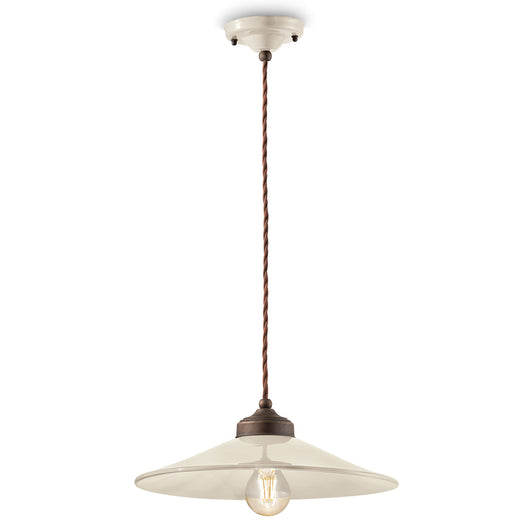 Lampadario Vintage Colors Ferro E Ceramica Crema 1 Luce E27 35Cm