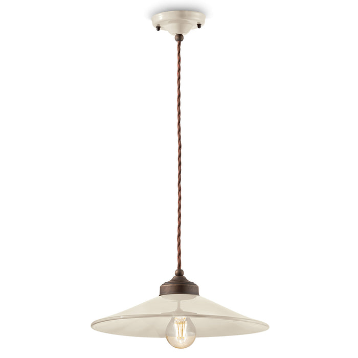 Lampadario Vintage Colors Ferro E Ceramica Crema 1 Luce E27 35Cm