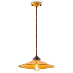 Lampadario Vintage Colors Ferro E Ceramica Giallo 1 Luce E27
