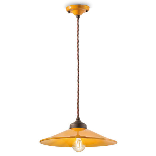 Lampadario Vintage Colors Ferro E Ceramica Giallo 1 Luce E27
