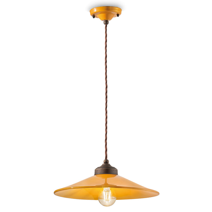 Lampadario Vintage Colors Ferro E Ceramica Giallo 1 Luce E27