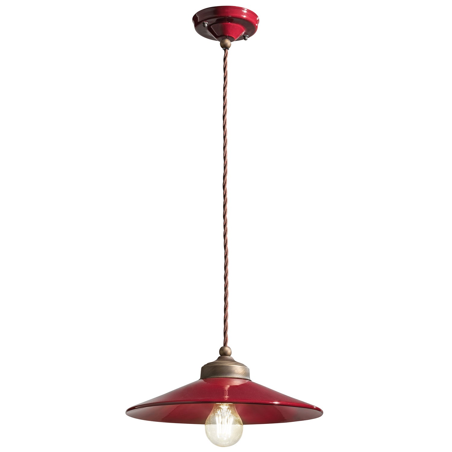 Lampadario Vintage Colors Ferro E Ceramica Bordeaux 1 Luce E27 30Cm