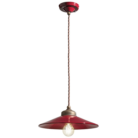Lampadario Vintage Colors Ferro E Ceramica Bordeaux 1 Luce E27 30Cm