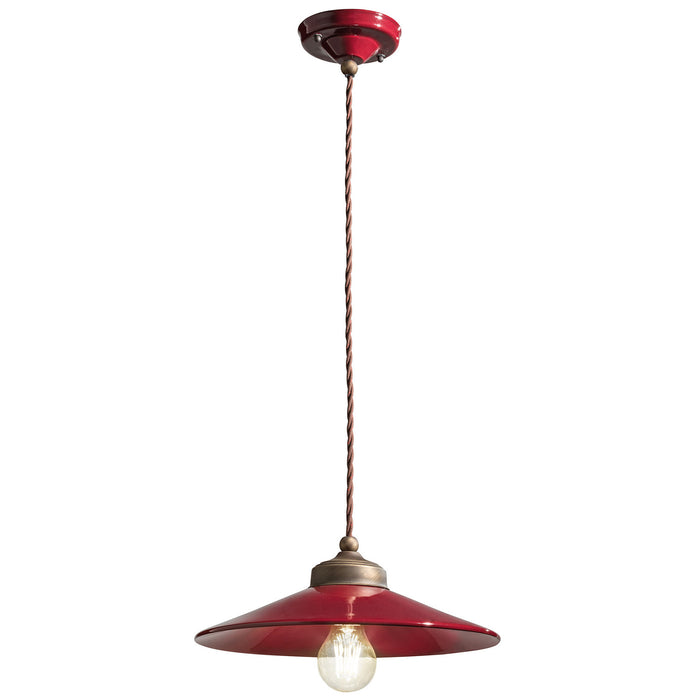 Lampadario Vintage Colors Ferro E Ceramica Bordeaux 1 Luce E27 30Cm