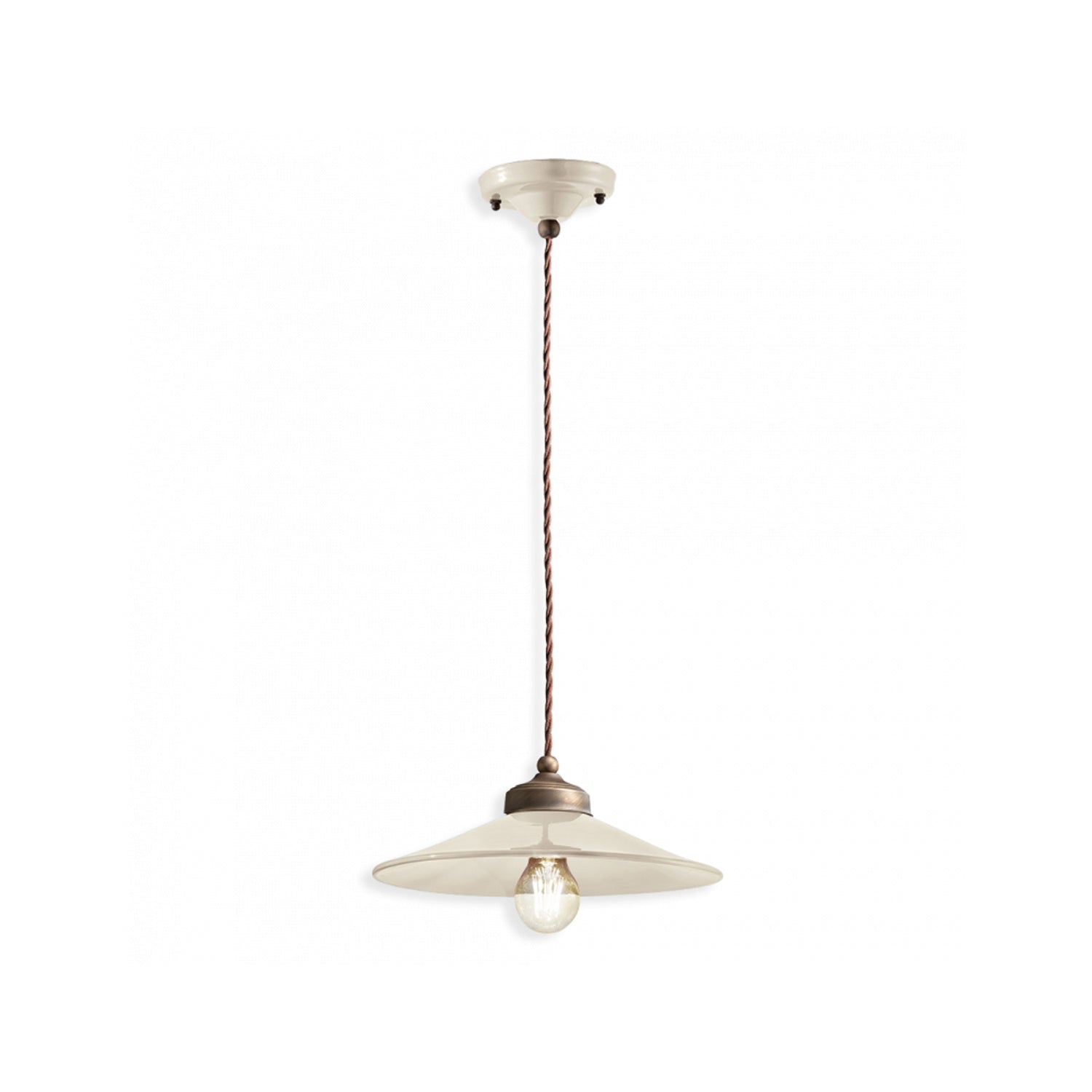 Lampadario Vintage Colors Ferro E Ceramica Crema 1 Luce E27 30Cm