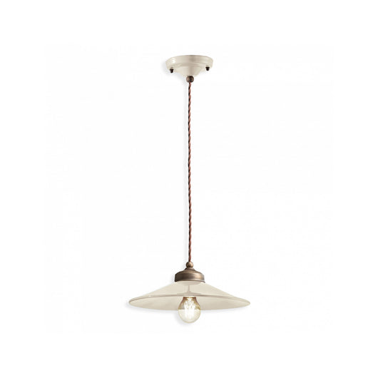 Lampadario Vintage Colors Ferro E Ceramica Crema 1 Luce E27 30Cm
