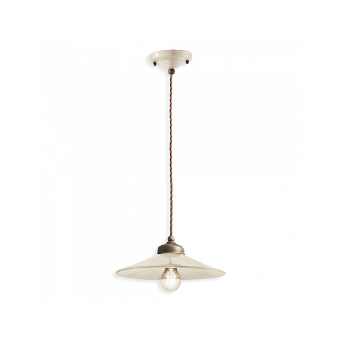 Lampadario Vintage Colors Ferro E Ceramica Crema 1 Luce E27 30Cm