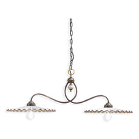 Lampadario Classico L'Aquila Metallo E Ceramica Nero Sfumato Rame 2 Luci E27