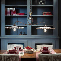 Lampadario Classico L'Aquila Metallo E Ceramica Nero Sfumato Rame 2 Luci E27