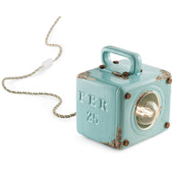 Lumetto Vintage Industrial Cubica Ferro Ceramica Azzurro 1 Luce E27