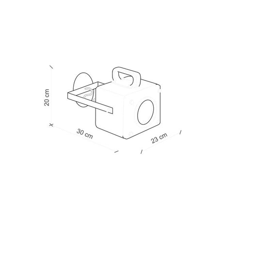 Applique Vintage Industrial Cubica Ferro E Ceramica Bianco 1 Luce E27