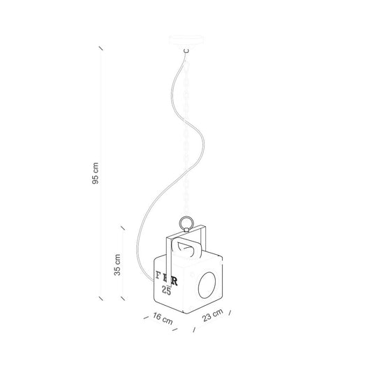 Lampadario Vintage Industrial Ferro E Ceramica Azzurro 1 Luce E27