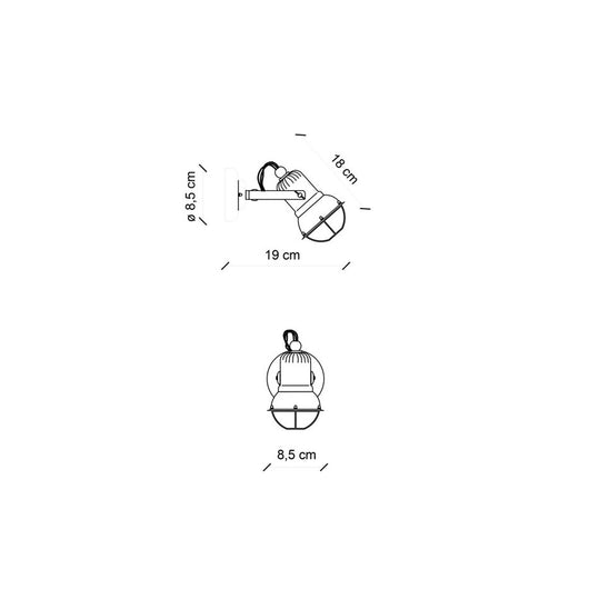 Applique Vintage Loft Ferro E Ceramica Con Rete Bianco 1 Luce E14