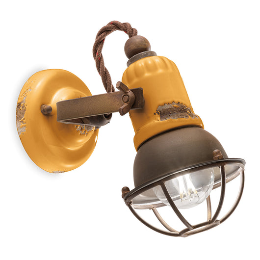 Applique Vintage Loft Ferro E Ceramica Giallo 1 Luce E14