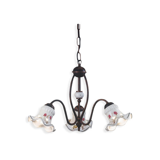 Lampadario Classico Chieti Metallo E Ceramica Nero Sfumato Rame 3 Luci E14