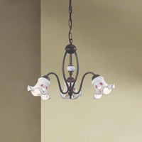 Lampadario Classico Chieti Metallo E Ceramica Nero Sfumato Rame 3 Luci E14