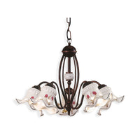 Lampadario Classico Chieti Metallo E Ceramica Nero Sfumato Rame 5 Luci E14