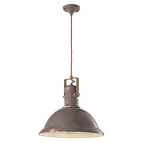 Lampadario Industrial Ferro E Ceramica Vintage Tortora 1 Luce E27 40Cm